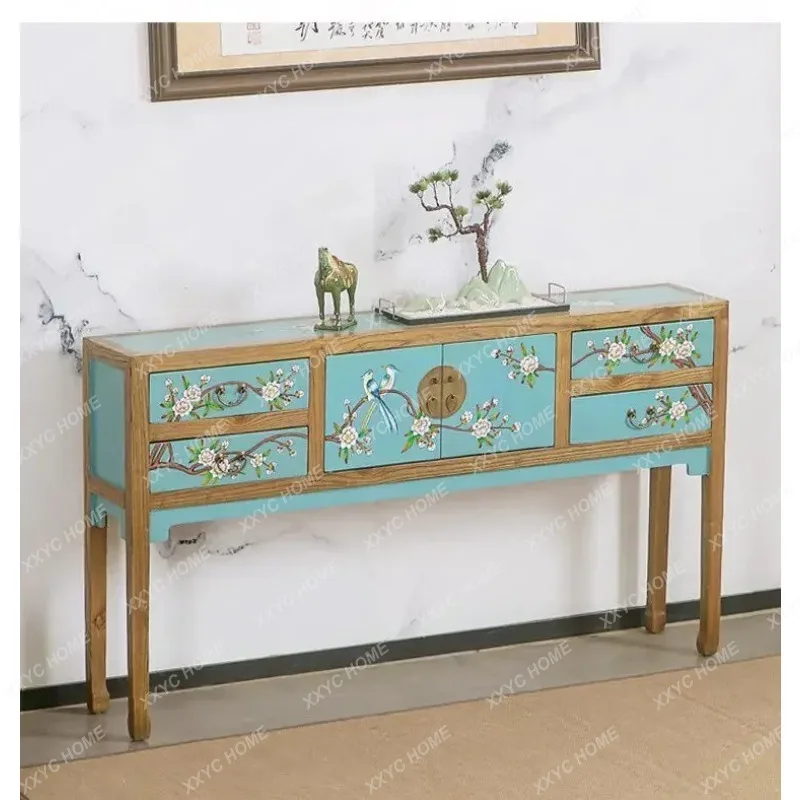 XX Hand painted storage porch strip partition side cabinet