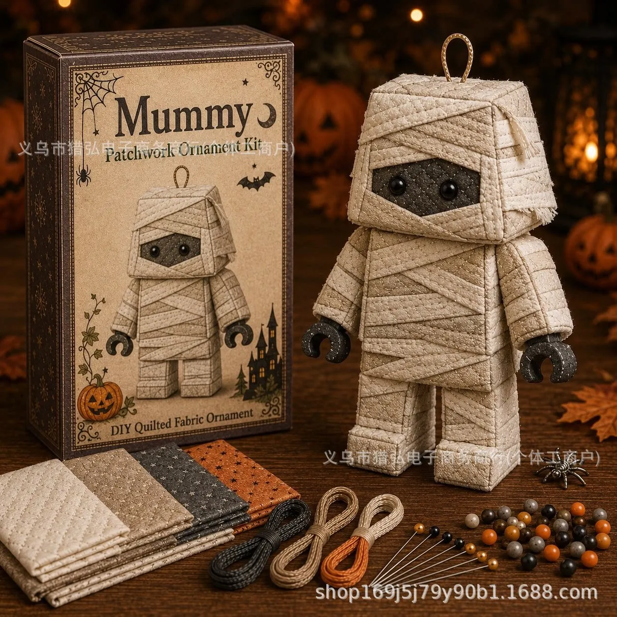 Halloween Patchwork Rag Doll DIY Kit Handmade Gothic Plush Sewing Starter Set Spooky Craft Decor Keepsake Gift