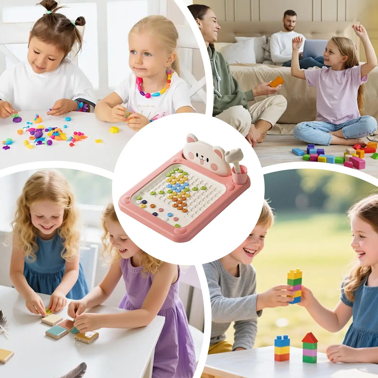 Prancheta de desenho de pontos magnéticos para crianças de 2 a 5 anos – Brinquedo interativo educacional com caneta para aprendizagem precoce, desenvolvimento de crianças