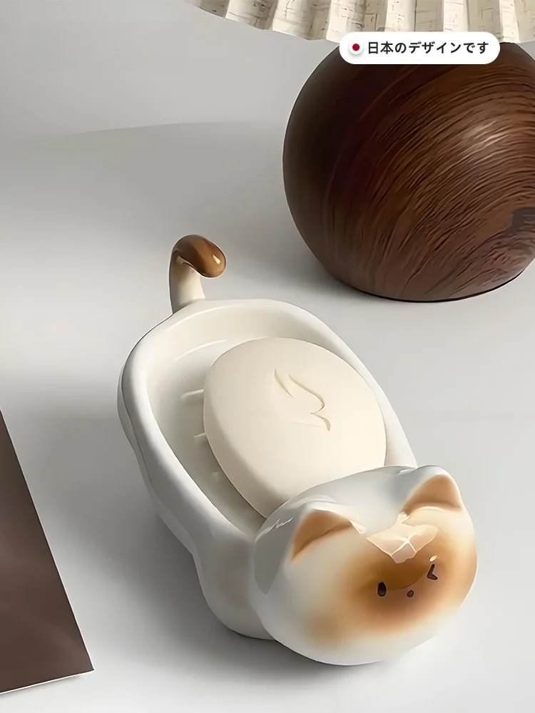 

Cute Siamese Soap Di Drain Cerc Batoom Sink Soap Holder Home Decorative Storage elf Adorable Healing Sle