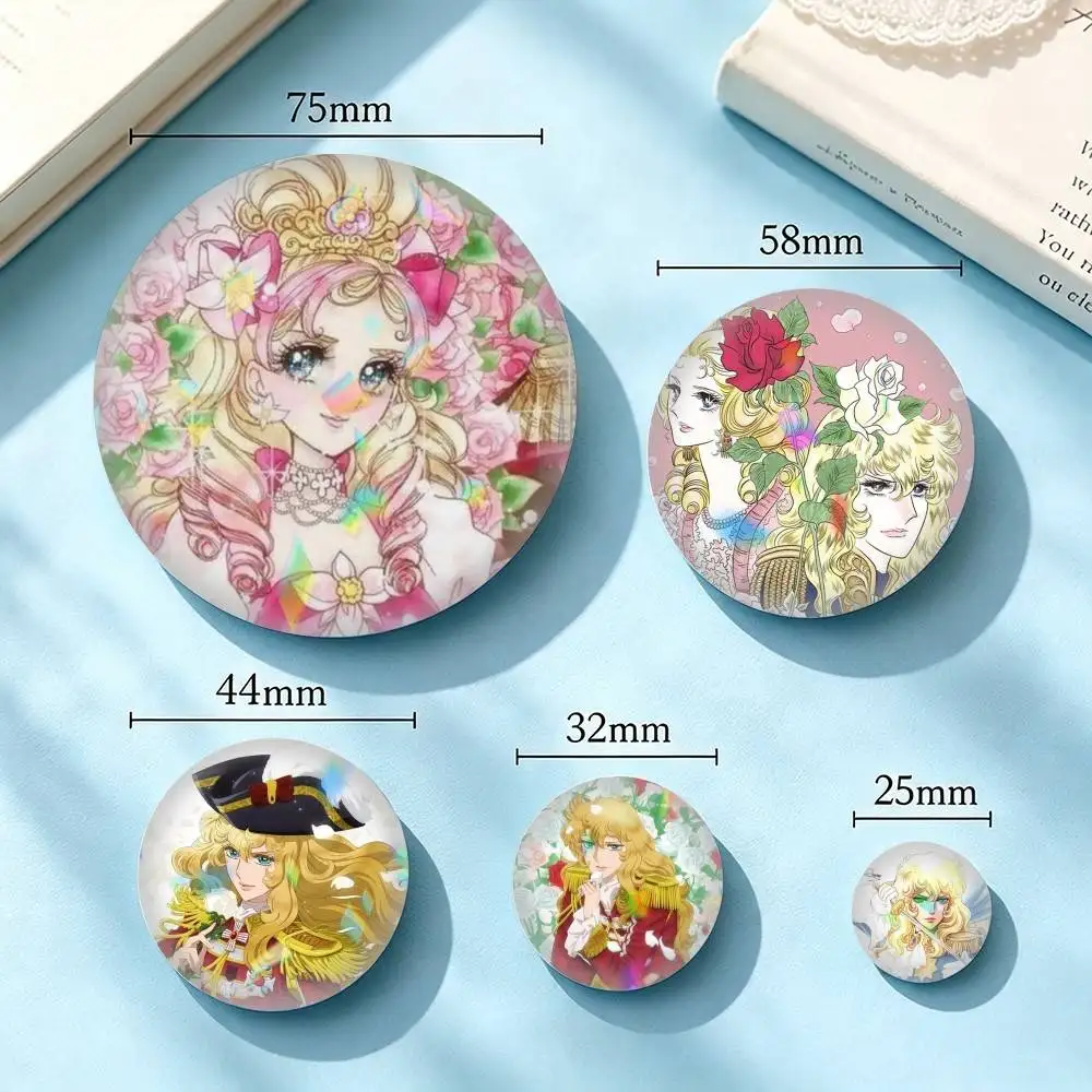 Rose of V-Versailles Lady O-Oscar 25 32 44 58 75mm Badges Personalized Round Brooches Pins Accessory Gift