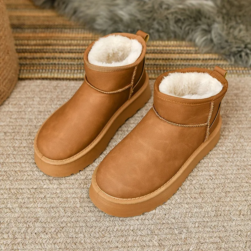 

2024 new classic thick fleece snow boots comfortable warm short boots winter women's flat thick-soled boots