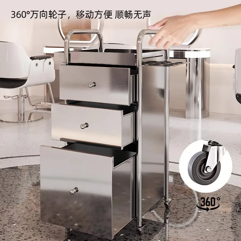 Hair salon special drawer cabinet Stainless steel barber storage cabinet Internet celebrity hair salon locker Barber shop tool c