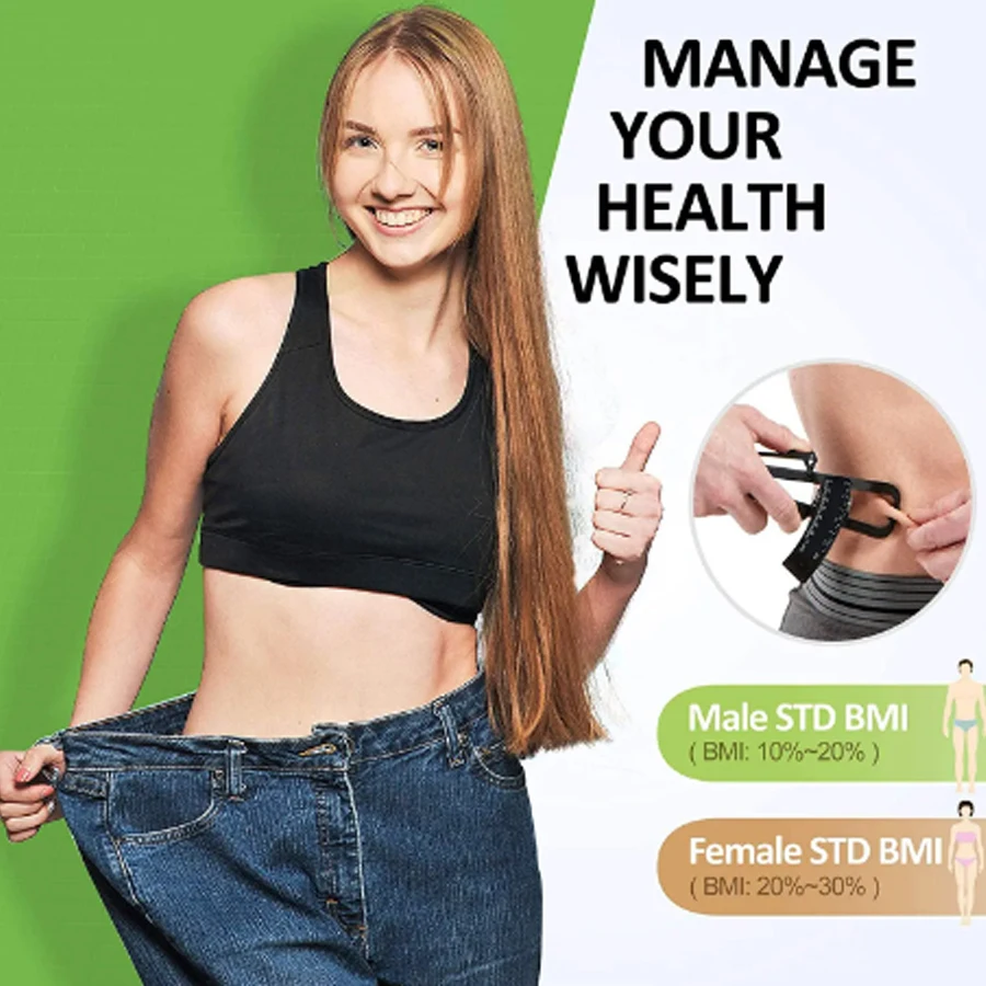 Body Fat thickness measurement tool, body fat measurement instrument to measure body fat level fitness caliper clamp measurement