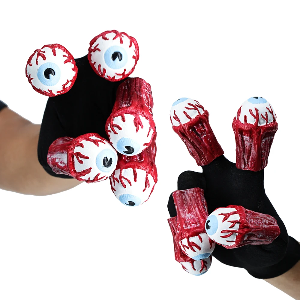 Cosplay Beetleejuices Betelgeuse Eyeball Fingers Gloves for Halloween Masquerade Horror Scray Funny Props