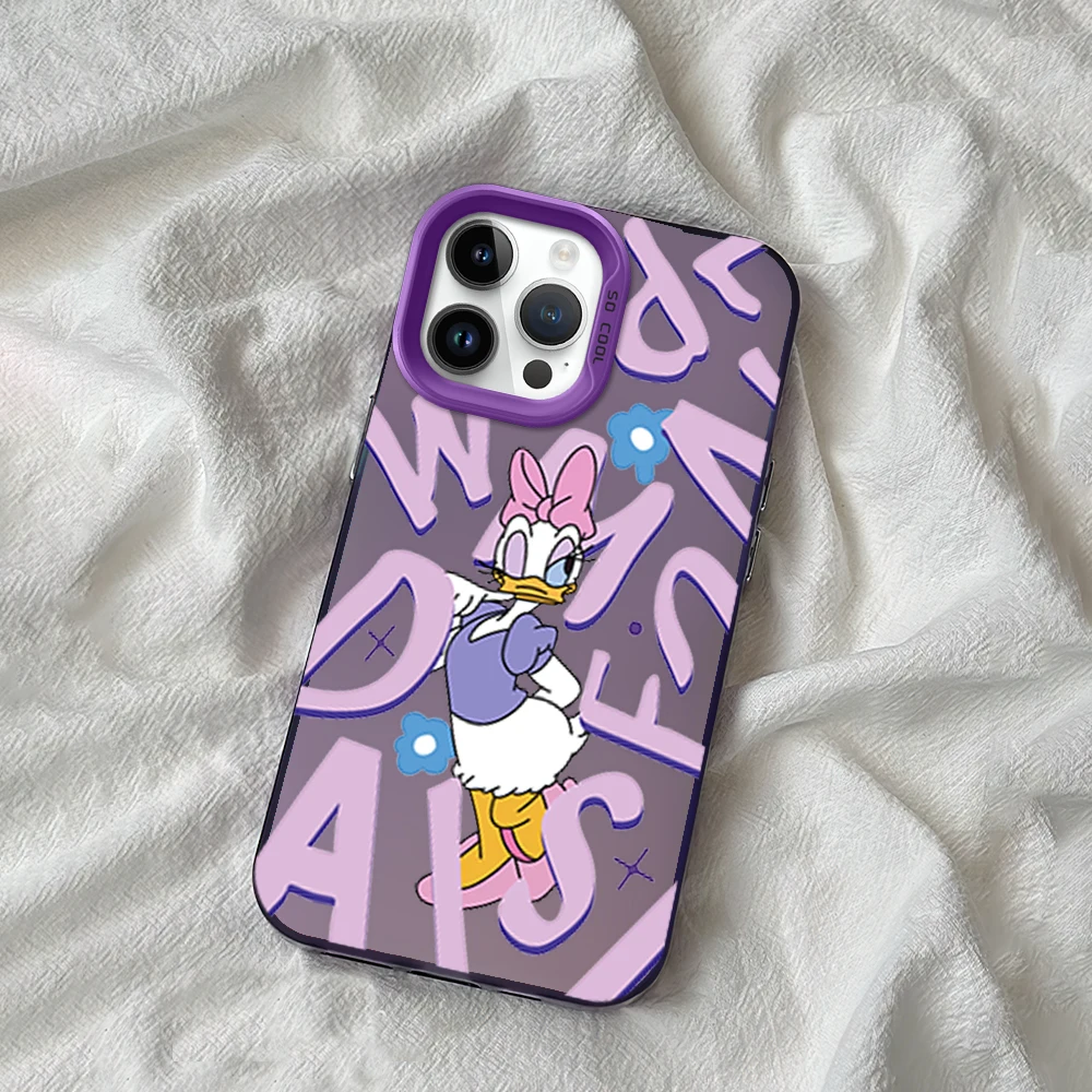 MINISO d-disney D-Daisy D-Duck IMD Phone Case for iPhone 11 13 14 12 15 16 Max Pro Plus Laser Cover