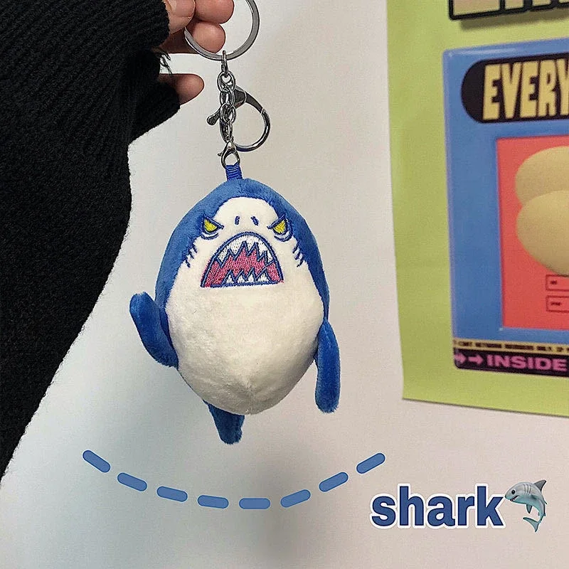 

Kawaii Shark Doll Key Chains Cartoon Angry Shark Stuffed Doll Ornaments Girl Key Chains Handbag Pendants