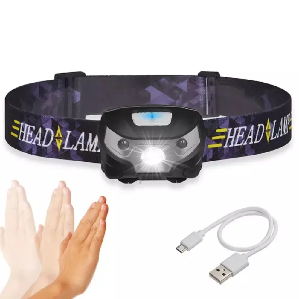 

Super Bright USB Rechargeable Headlamp Strong Light Waterproof LED Head Headlight Ultralight Flashlight Fishing Head Torch
