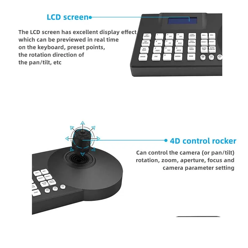 MOVMAGIC Kamera Joystick Controller 4D LCD Bildschirm RS485 Onvif Pelco-d Pelco-p PTZ Controller für Broadcast Kirche Live Streaming