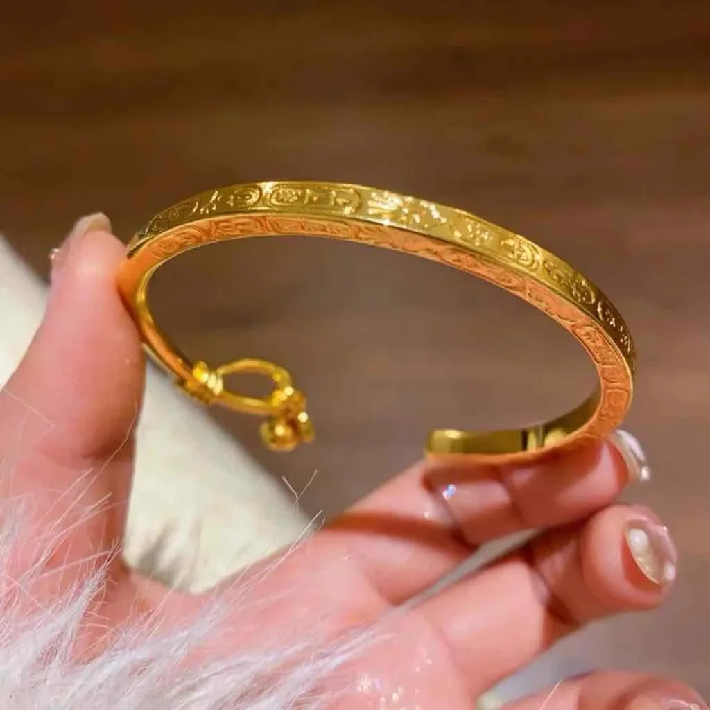 New in Chinese style stacked half bracelet classic square glossy small pendant bracelets for women  banquet jewelry gift