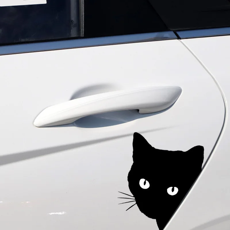 1 Sheet Black Cat Wall Stickers Cartoon Fun Peeking Feline Decals Scratch Resistant Home Glass Window Cars Wall Background Decal