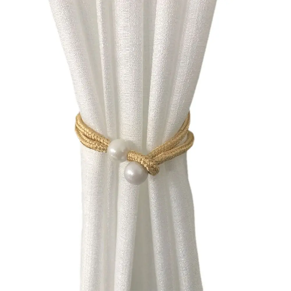 Small Pearl Pearl Curtain Clip With Strap Pull-Out Tie Curtain Holders Exquisite Adjust Length Freely Pearl Rope Home