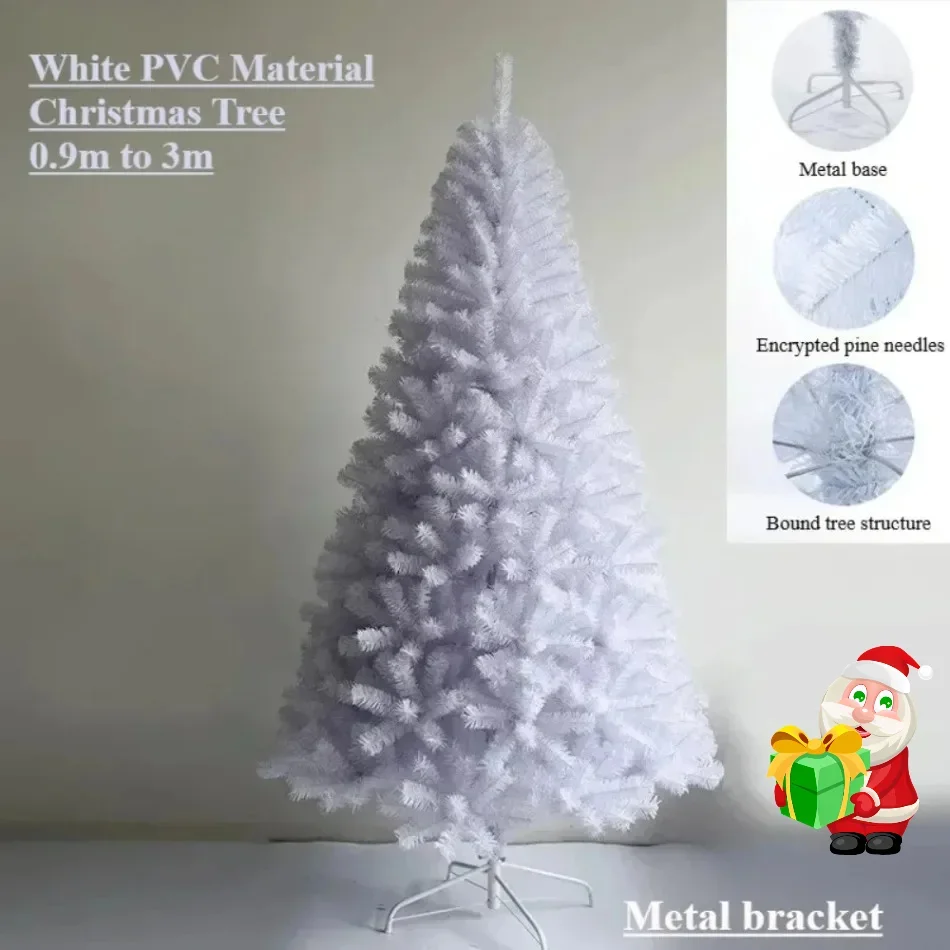 

Simulation Christmas Tree PVC White Encrypted Large Gree Christmas Tree 90cm-300cm Christmas Atmosphere Party Scene Decorations