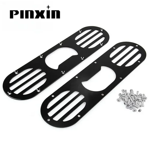 Imagen 2 del producto PINXIN Paquete de 2 difusores cortos de Deflector de parachoques trasero de aluminio de actualización de coche negro, difusor de parachoques trasero de parachoques trasero de coche