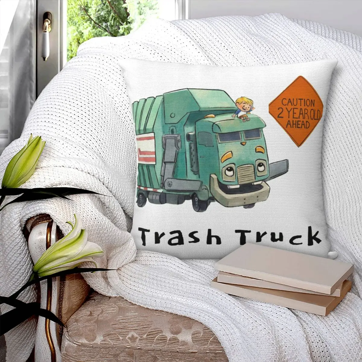 Trash Truck Cartoon Netflix Square Pillowcase Pillow Cover Cushion Decor Comfort Throw Pillow for Home Bedroom