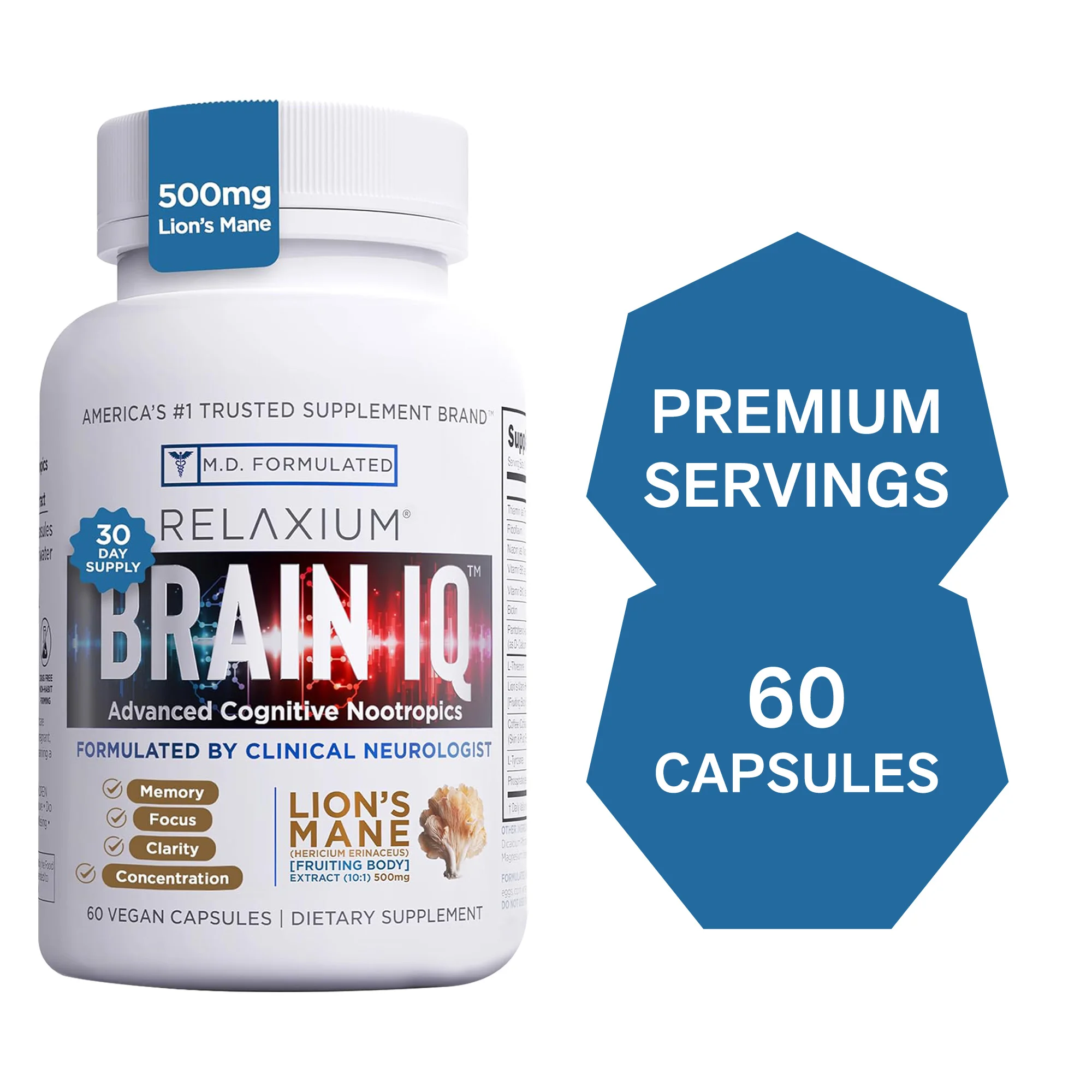 Brain IQ - Brain Supplement, Memory Support Supplement, Brain Function, Focus, Concentration