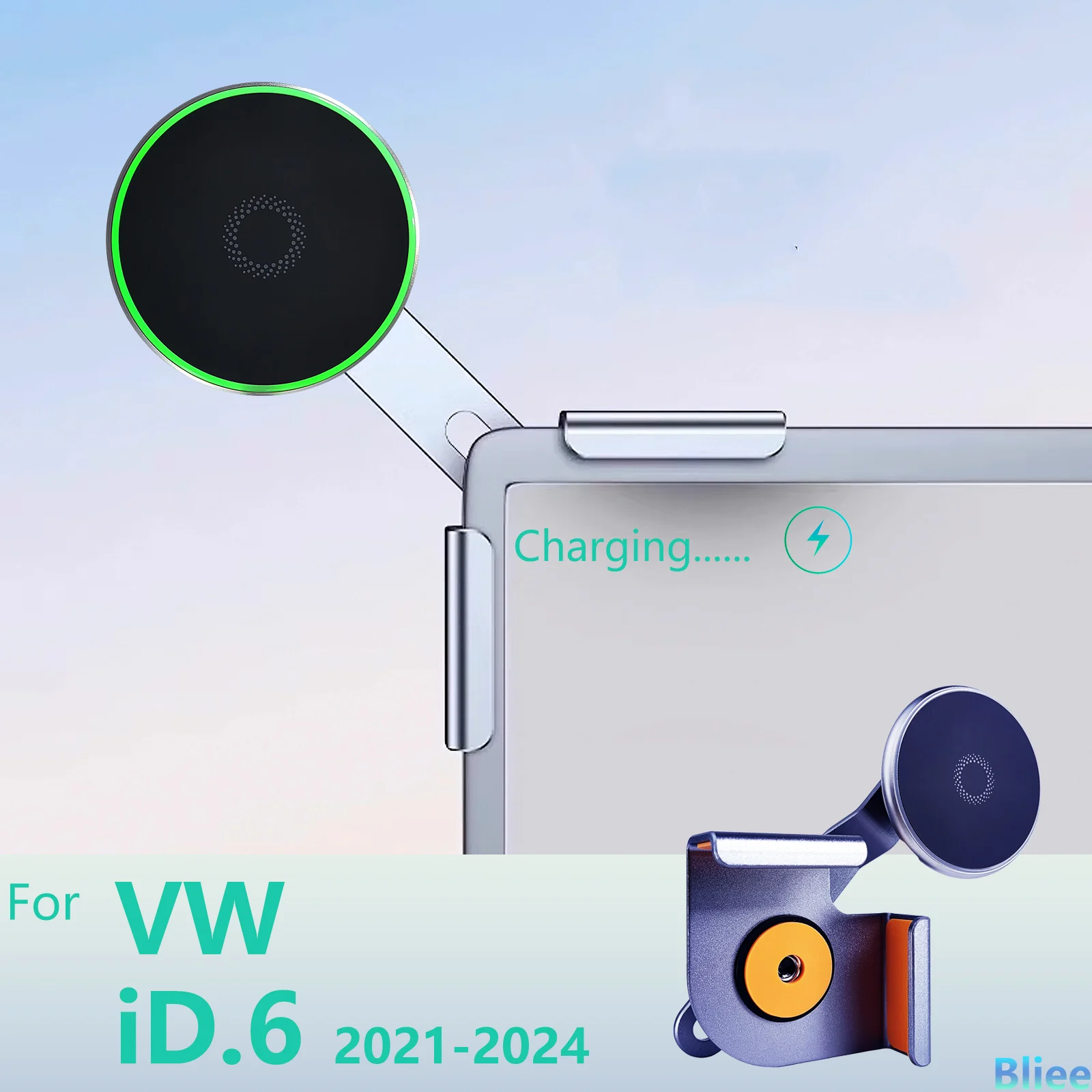 

Для Volkswagen ID6 ID.6 2021-2024 Магнитный автомобильный держатель для телефона Мультимедийный экран с фиксированной базой Подставка для беспроводной зарядки Крепления MagSafe