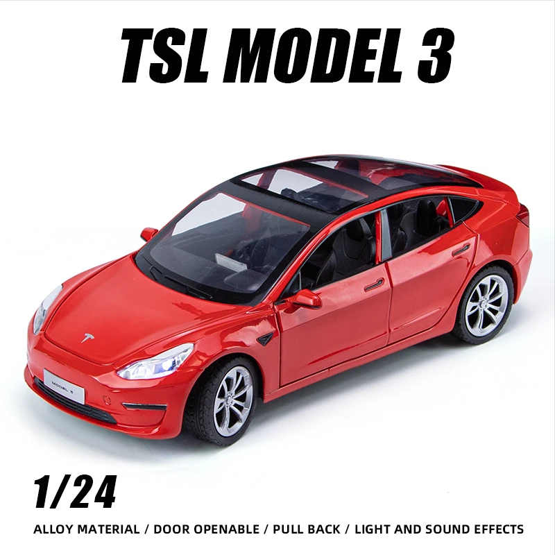 

1:24 TSL Model 3 Electric Saloon Car Toy Boy Alloy Limousine Model Hot Wheels Premium Fast and Furious One Piece Diecast Vehicle