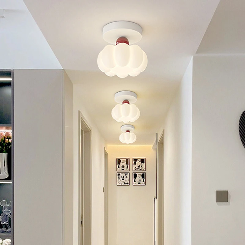 Cream Style Pumpkin Teto Lâmpada LED, Sala de estar, Corredor, Corredor, Quarto, Varanda, Luminárias de decoração, 8W