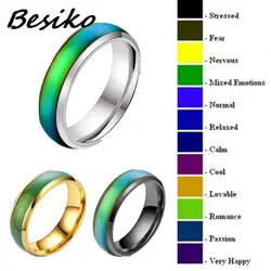 Besiko Magic Changing Color Rings Stainless Steel Mood Emotion Feeling Temperature Ring For Women Men Couple Rings Fine Jewelry