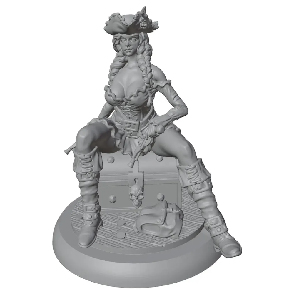 1/24 Miniatur-Harzfigur, 75 mm, handgefertigtes Modellbausatz, 3D-gedruckt, unbemalt, erfordert Handbemalung, Harzmodell, Piratenschatztruhe, einzigartiges Geschenk, Sammlerstück, Miniatur |