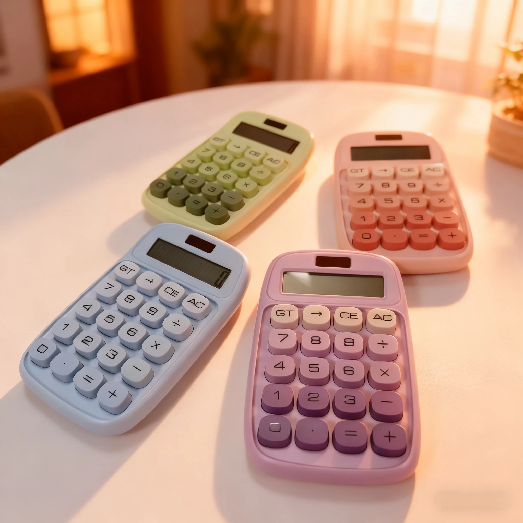 آلة حاسبة ميكانيكية، آلة حاسبة لطيفة مع شاشة إمالة مزدوجة الطاقة مكونة من 8 أرقام وزر كبير للمكتب الأساسي لطلاب المعلمين