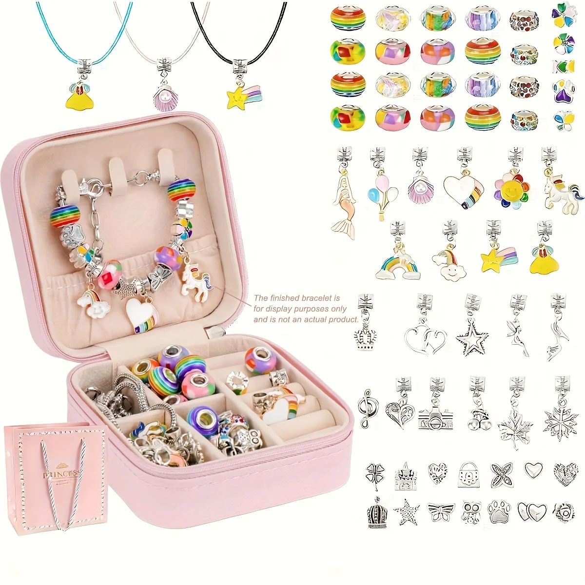 

Набор для изготовления украшений из 66 предметов с коробкой для хранения, идеально подходит для браслетов, ожерелий, брелоков, аксессуаров для самостоятельного изготовления украшений