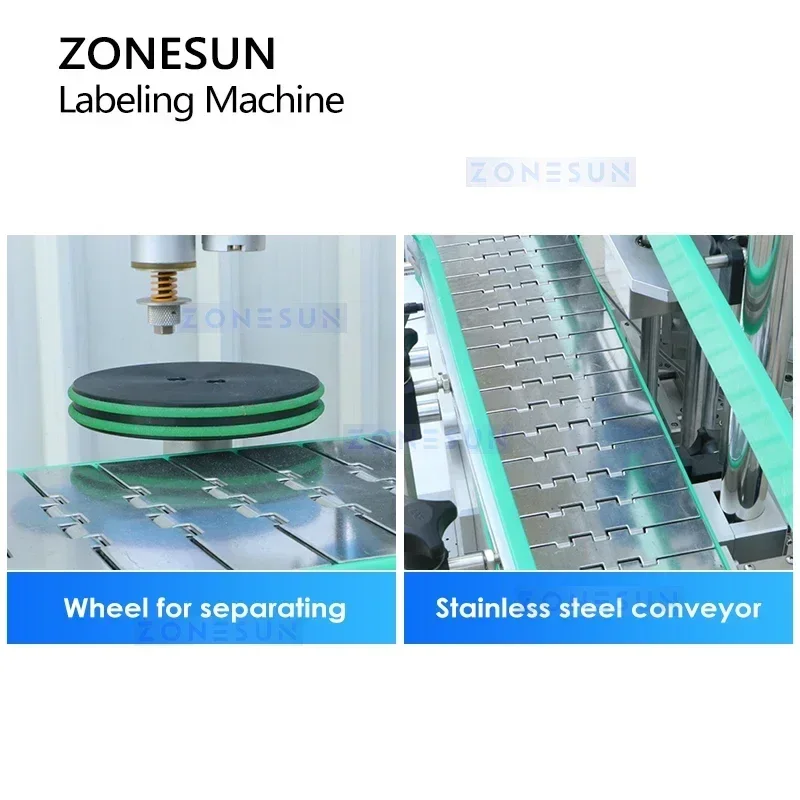 ZONESUN Wrap Around Labeler for Extinguisher Big Cylindrical Containers Commercial Labeling Machine Solution ZS-TB400