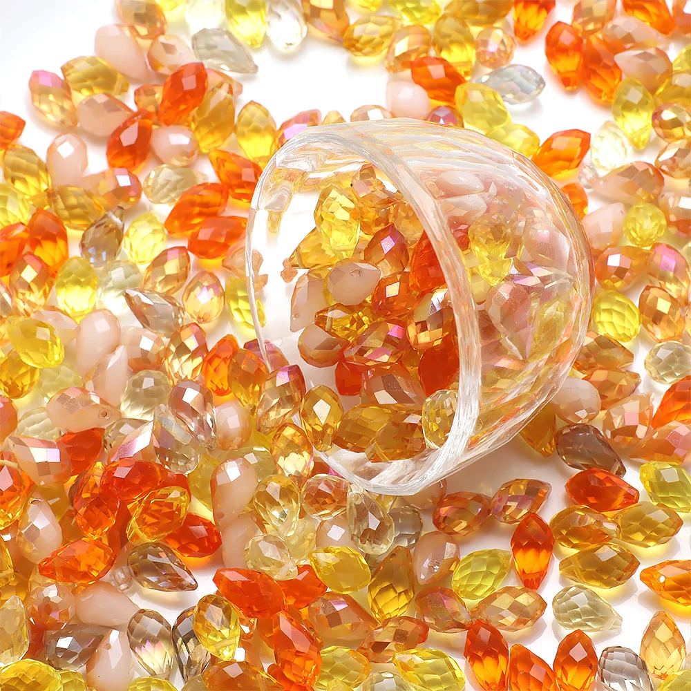 30 stks/partij Groen Kristalglas Facet Teardrop Losse Kralen Ambachten 8x13mm voor Sieraden Maken Ketting Kledingstuk DIY accessoires