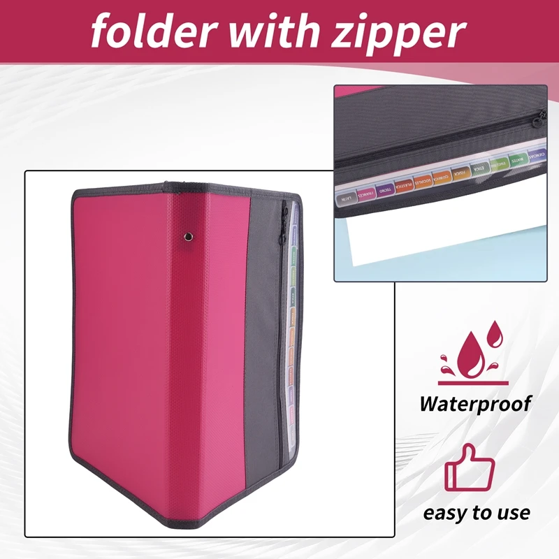 13 포켓 파일 폴더 보관함, 파일 상자 보관 가방, 지퍼 포함, A4 용지, 지폐, 문서 영수증에 적합