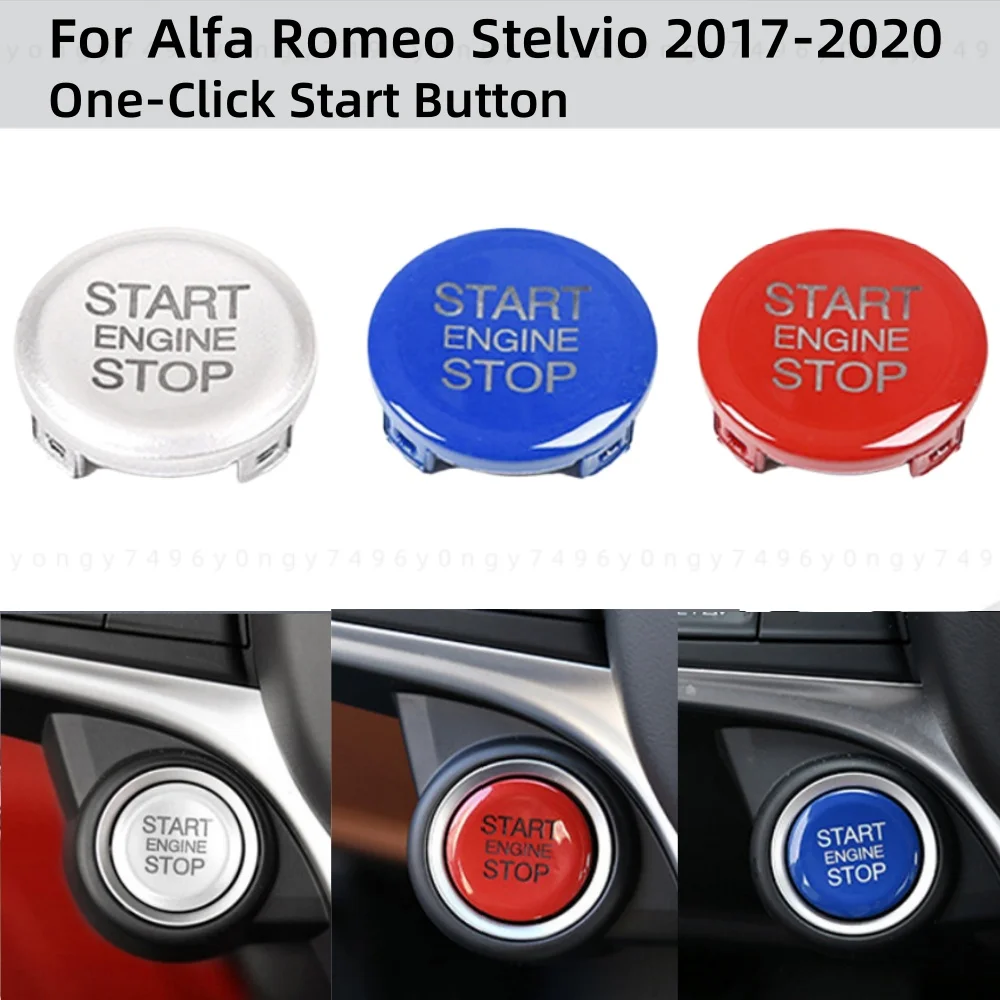 Car Upgrade One-Click Start Button For Alfa Romeo Stelvio 2017 2018 2019 2020 Blue ABS Plastic Cars Decoration Accessories