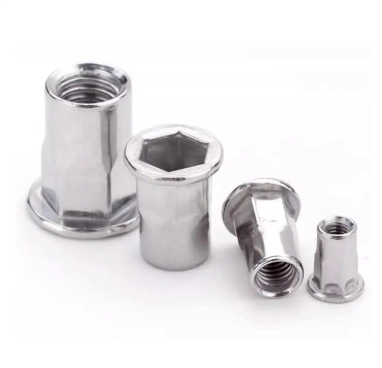 M3x0.5 M4x0.7 M5x0.8 M6x1.0 M8x1.25 M10x1.5 M12x1.75 304 Flange Redonda de Aço Inoxidável Hex Nutsert Tuercas de Rebite Cego
