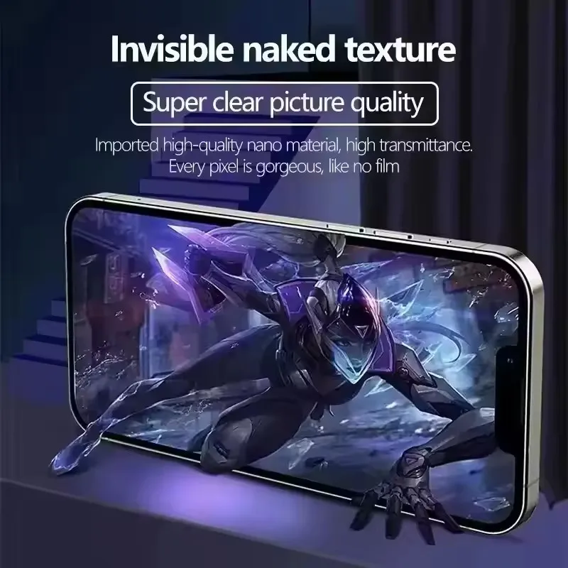 5 Stück Vollflächige Hydrogel-Folie für iPhone 17 16 11 12 13 14 15 18 Pro Max Displayschutzfolie für iPhone 15 16 Plus XR XS, kein Glas – Detail 6
