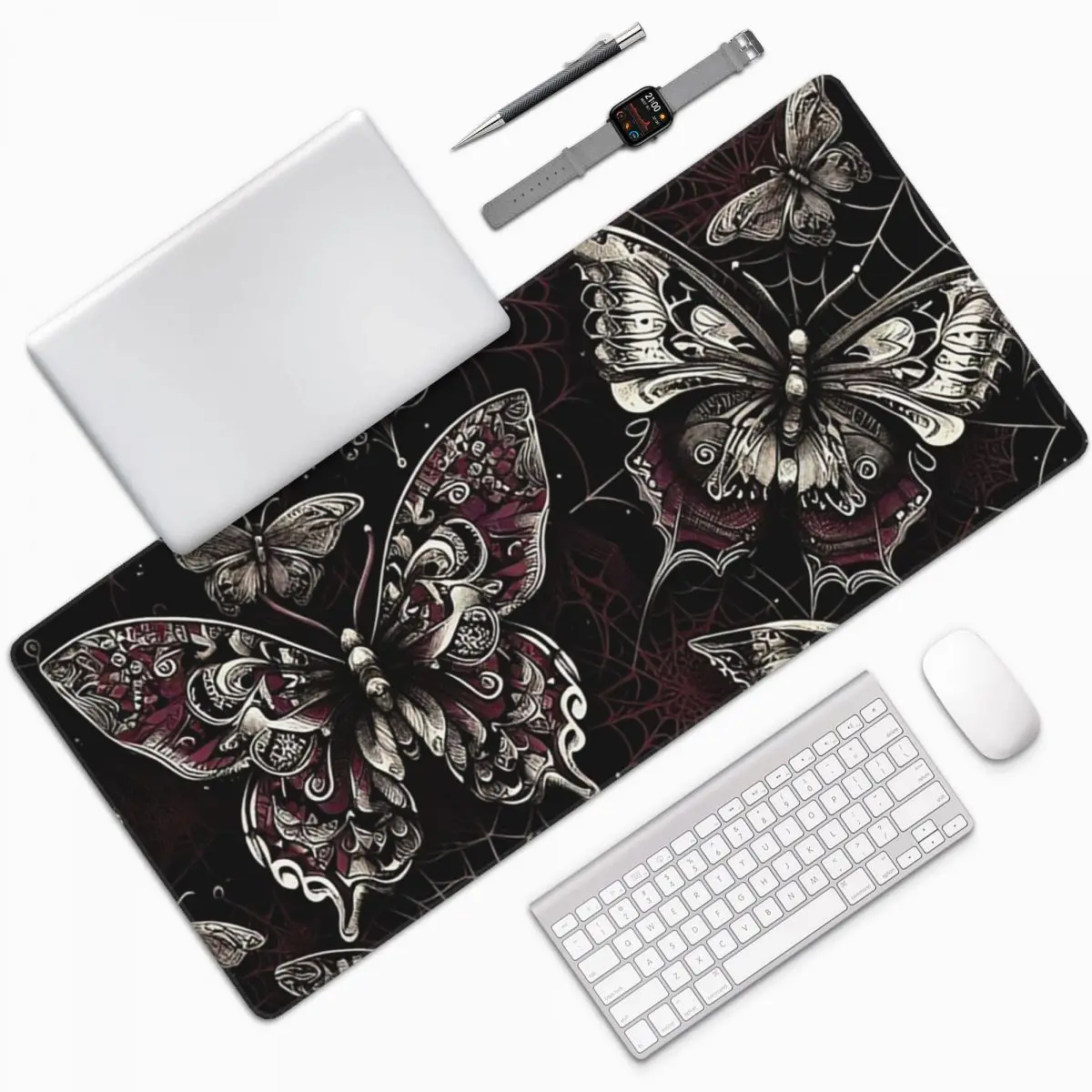 Gothic Spider Web Butterfly Large Mouse Pad Computer Keyboard Mouse Mat Gaming PC Laptop Desk Mat Office Accessories Table Mats
