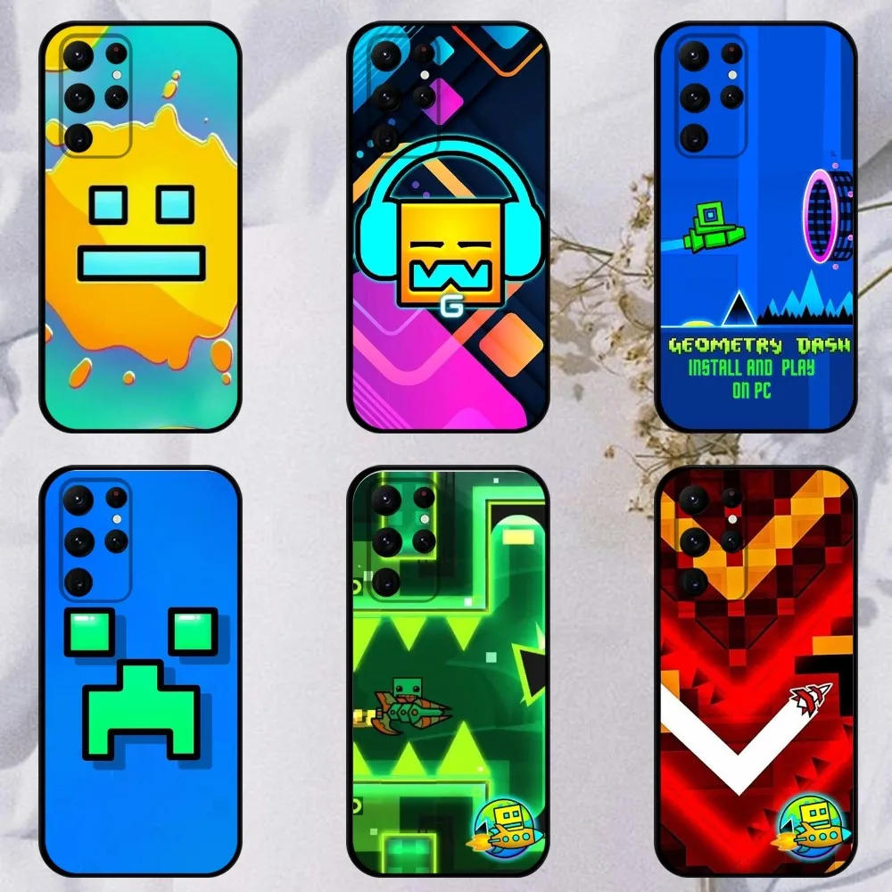 Game G-Geometry-Dash-S   Phone Case For Samsung S23,23,22,30,21,10,9,Note20 Ultra,Lite,Ultra,5G,Plus,FE,Black Soft Case