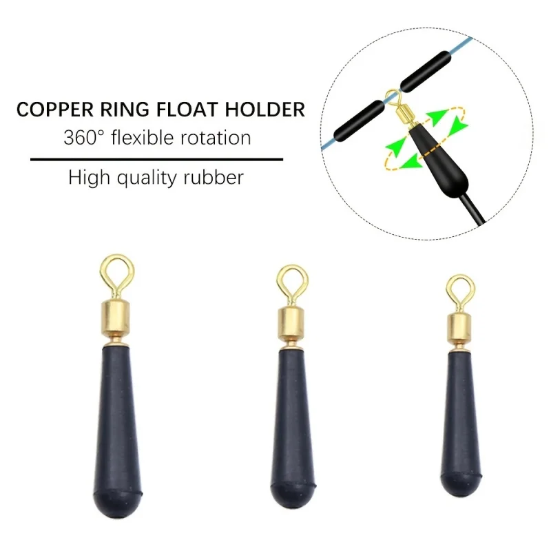 20pcs Fishing Gear Float Rest Holders for Fish Rig Block Rotation Drift Fishing Floats Accessory Bobber Copper Rubber Float Base