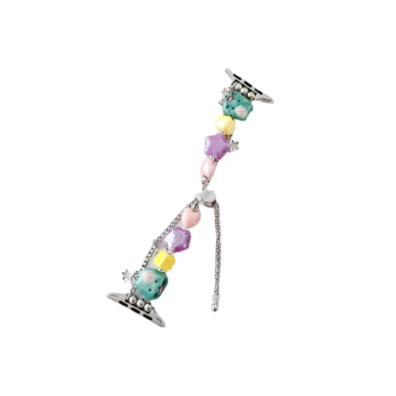 Lucky Star Beading Strap para Apple Watch, Pulseira de Jóias para Meninas, Band for iWatch 8, 7, 6, 5, 4, SE 3, 44mm, 41mm, 40mm, 49 milímetros, 42 milímetros, 38 milímetros, 45 milímetros