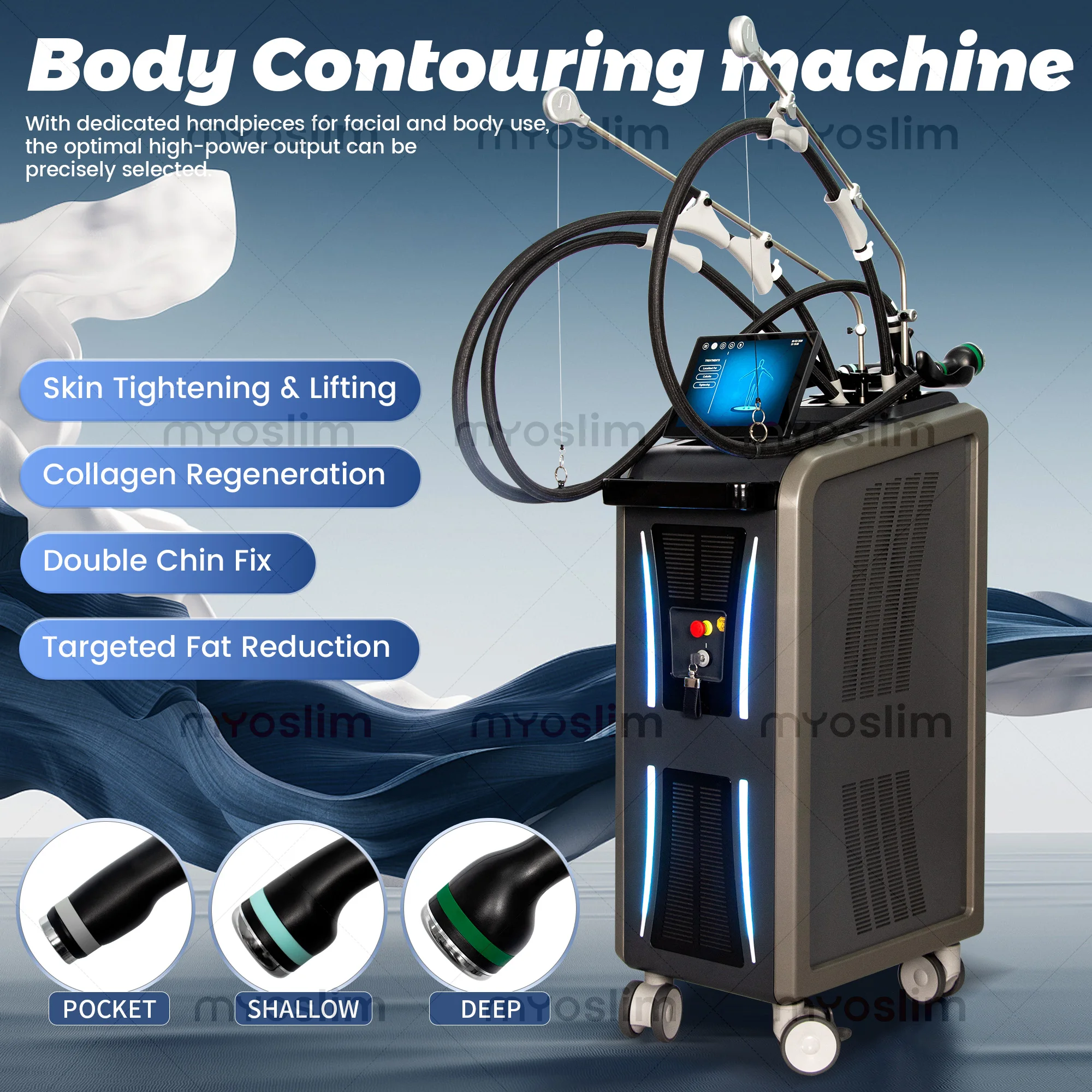 Cold Wave Shaping Machine 3 Handles Body Contouring Skin Tightening Anti Cellulite Facial Lifting Beauty Equipment