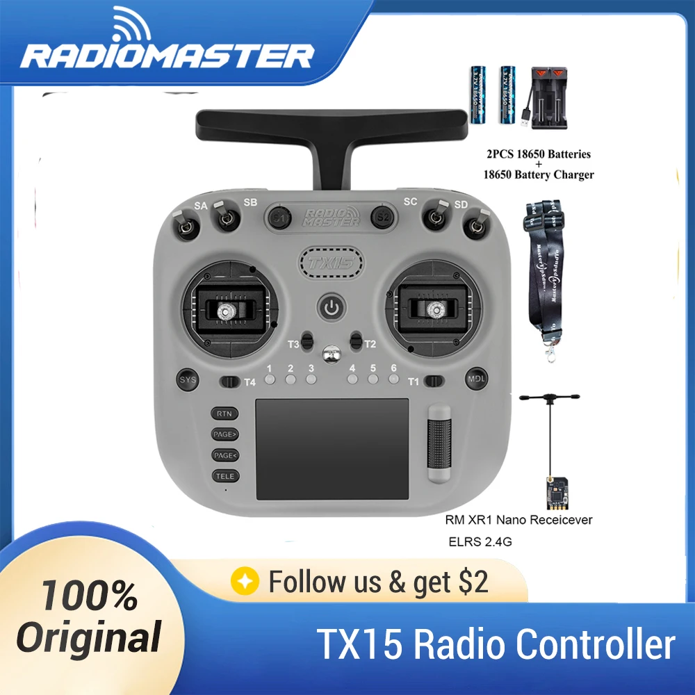 Radiomaster TX15 16ch 3.5inch IPS Touchscreen V5.0 Hall Gimbals Radio Controller ELRS FCC/LBT Built-in Gyro Microphone