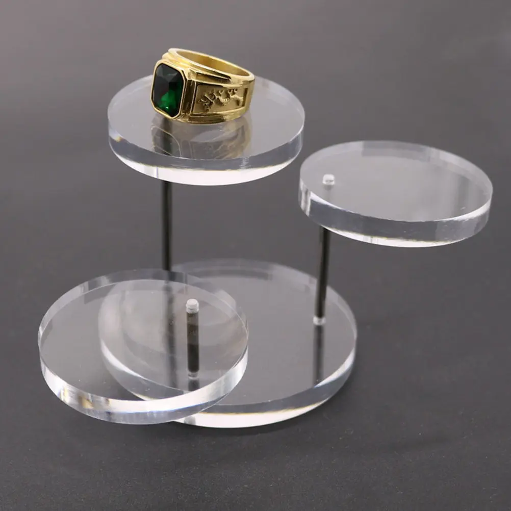 Acrylic Ring Display Stand Circular Three-Layer Transparent Jewelry Display Rack Ring Organizer Jewelry Storage Holder