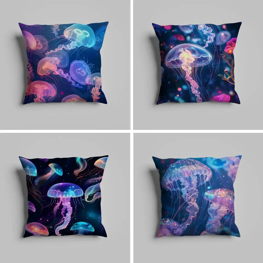 

Beautiful Marine Life Jellyfish Pillow Case Pillowcase For Car Pillows 60x60 Cushions Luxury Double Sided Cover Home And Decora