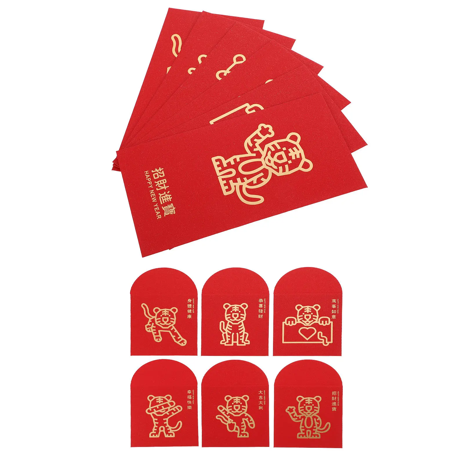

12Pcs Red Envelopes for Chinese New Year Spring Festival Tiger Year 2022 Gold-Blocking Thicken Money Packets Gift Money Holder