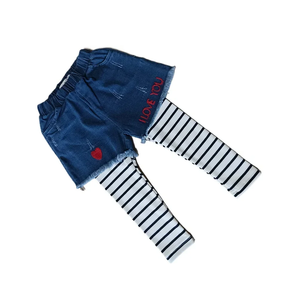 เลกกิ้งเด็กผู้หญิงเด็กน้อย ropa de Niña กางเกงลายทางอายุ1-5ปีกางเกงยีนส์เอวยางยืด