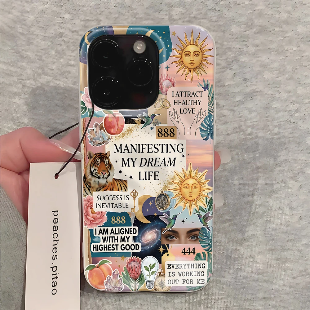 Numerology 888 444 Sun Moon Print Y2K Phone Case Cool Girl For iPhone 18 17 16 15 14 13 12 11 Pro Max Plus Air Soft TPU Case