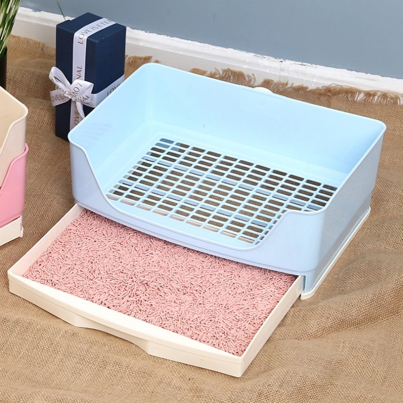 

Large Rabbit Litter Box with Drawer Bunny Toilet Pet Bedpan Adult Hamster/Guinea Pig/Ferret/Bunny Grate Potty Pet Toilet Bedpan