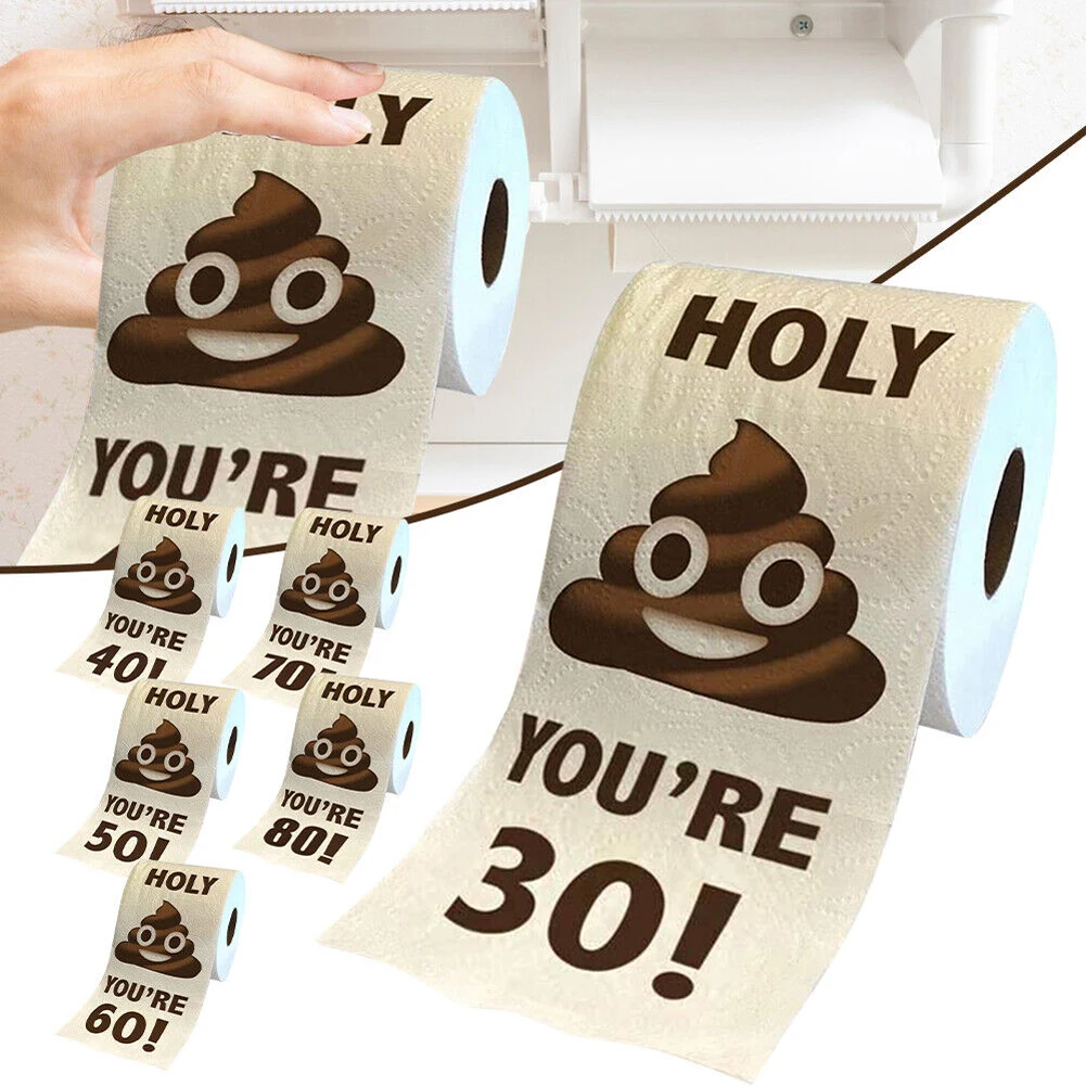 Printed TP Poop Face Emotion Toilet Paper Sandalwood Flavor Poop Face Toilet Paper Roll 160 Sheets Present for Family Birthday