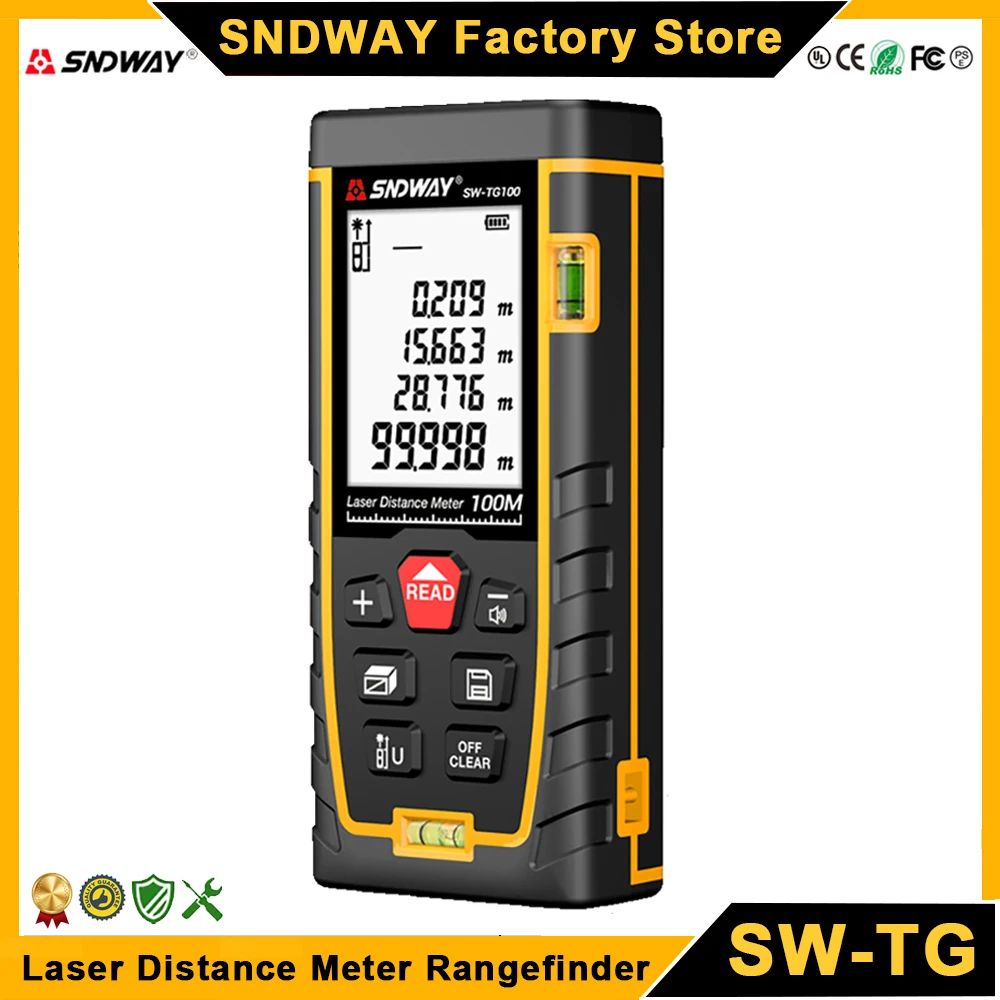 SNDWAY Laser Distance Meter Mini Rangefinder SW TG50 TG70 TG100 TG120 Digital Laser Trena Range Finder 50M 70M 100M 120M