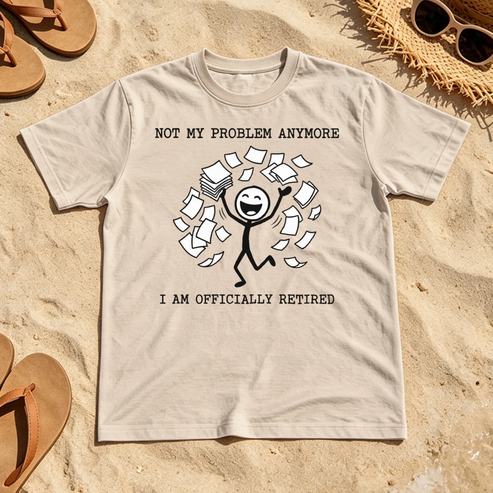 Happy Stickman Throwing Papers Men T-Shirt Office Worker Tee Top Funny Desk Job Retirement Gift for Colleague Friend Dad