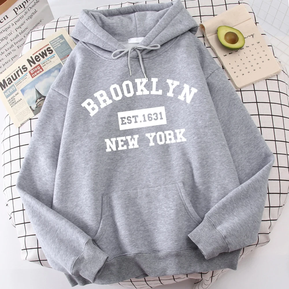 Brooklyn Est. 1631 New York Letter Male Hoodie Simplicity Graphics Tracksuit Soft Outdoor Clothing All-Match Fashion Hoodies Men