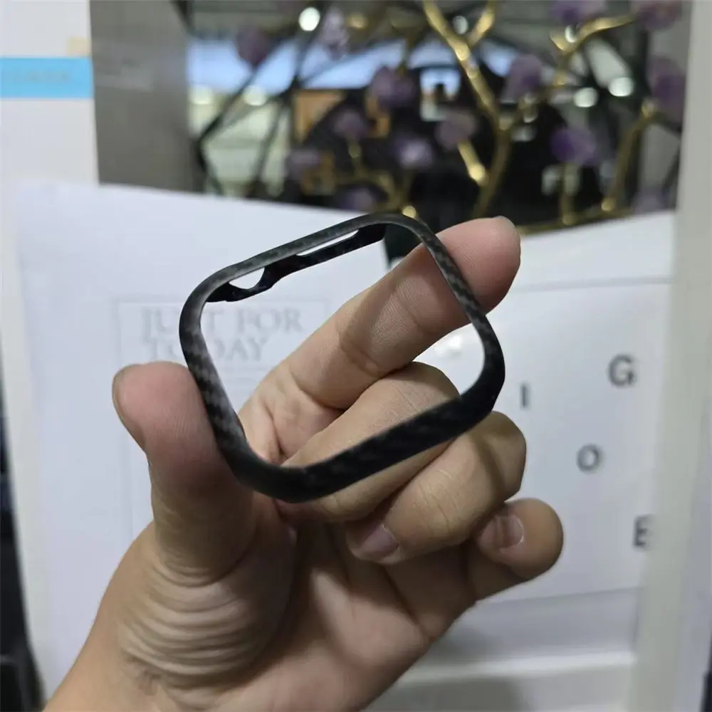 غطاء حماية صلب رفيع من ألياف الكربون الحقيقية لساعة أبل سيريز 10 42 ملم 46 ملم